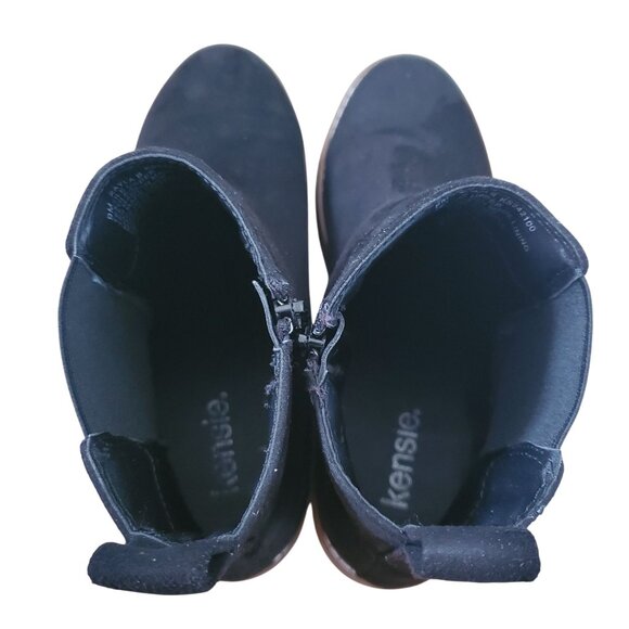 Kensie 9 Kayla B Chelsea Boot Faux Suede Zipper Ankle Bootie Chunky Shoe Black - Picture 8 of 10